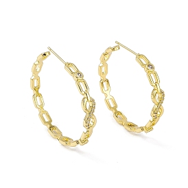 Boucles d'oreilles infinity en zircone cubique transparente, Boucles d'oreilles demi-créoles en laiton placage en rack pour femmes, sans cadmium et sans plomb