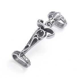 Breloques coulissantes / perles coulissantes rétro 304 en acier inoxydable, pour la fabrication de bracelets en cuir, épée