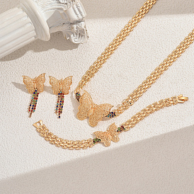 Элегантные железные браслеты, серьги и ожерелья с бабочками из кубического циркония для женщин, свадебная вечеринка