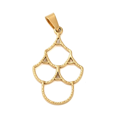 Ion Plating(IP) 304 Stainless Steel Pendants, Fish Scale Charm