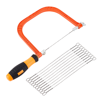 Carbon Steel Wire with Rubber Handle Saw Frame, with Aluminium Alloy and Iron, for Wood Stone Jade Metal Cutting