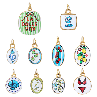 10 шт. 10 стили с печатью 304 подвески из нержавеющей стали, реальный 18 k позолоченный, разнообразные