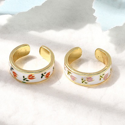 Манжеты с латунной эмалью, цветок, стойки покрытие, долговечный, без кадмия и без свинца, реальный 18 k позолоченный