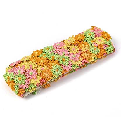 Daisy Flower Polyester Lace Trims, Embroidered Applique Sewing Ribbon, for Sewing and Art Craft Decoration