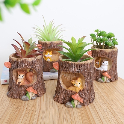 Mini Resin Trunk with Cute Animal Figurines, for Dollhouse, Home Display Decoration