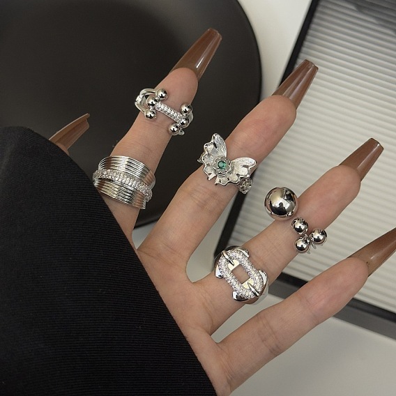 Регулируемые манжеты из сплава и страз, платина