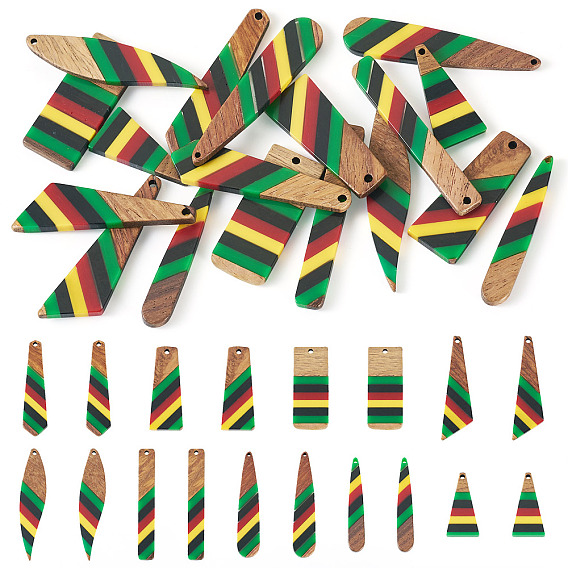 18шт. 9 стили подвески из эпоксидной смолы и орехового дерева, геометрические прелести