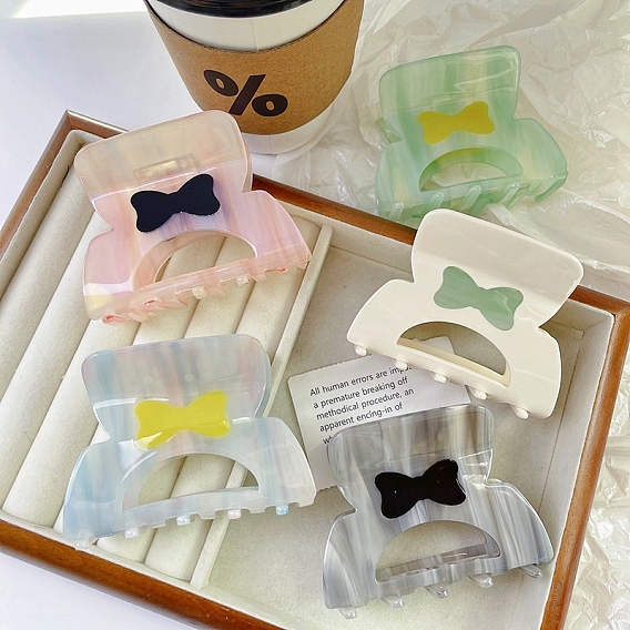 Заколки для волос в форме когтей из ацетата целлюлозы, бантом