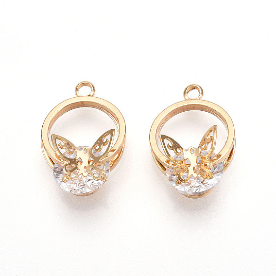 Латунные микро проложить кубического циркония подвески, без кадмия, без никеля и без свинца, бабочка