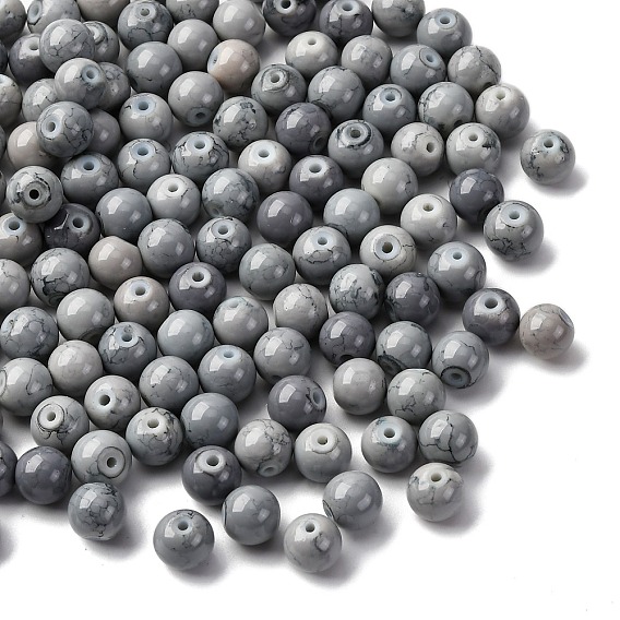 Baking Paint Opaque Glass Beads, Round