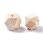 Faceted Unfinished Wood Beads, Natural Wooden Beads, Polygon