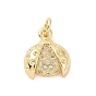 Brass Micro Pave Cubic Zirconia Charms, with Jump Ring, Ladybird Charm