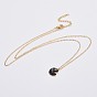304 Stainless Steel Cable Chains Pendant Necklaces, with Polymer Clay Rhinestone and Lobster Claw Clasps, Flat Round