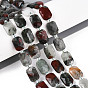 Нити натуральных африканских бусин из кровавого камня, прямоугольные, граненые, с бисером
