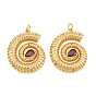 Pendentifs en laiton micro-pavé de brique réfractaire et zircon cubique, breloques en forme de coquillage spiralé, crémaillère plaquage, plaqué longue durée, sans plomb et sans cadmium