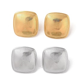 304 Stainless Steel Stud Earrings, for Women, PVD Vacuum Plating, Square