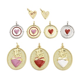 Латунь эмаль подвески, сердце, долговечный, стойки покрытие, без свинца и без кадмия, ионное покрытие (ip), с целью перехода в кольце