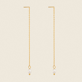 304 Boucles d'oreilles en acier inoxydable avec perles d'eau douce naturelles pour femmes