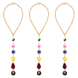 3шт. пластик от сглаза с железными подвесками, подвесные украшения для салона автомобиля