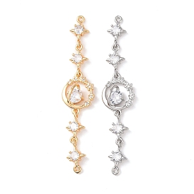 Шармы-соединители из латуни с микропаве из прозрачного кубического циркония, планета