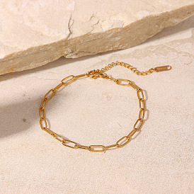 Bracelet de cheville en acier titane doré à la mode avec chaîne à fermoir pour femmes