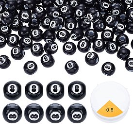 Kits de fabrication de bracelets/colliers DIY, billard 8 perles acryliques, fil élastique en cristal rond