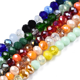  Electroplate Glass Beads Strands, Faceted, Rondelle