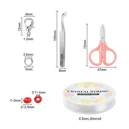 DIY Jewelry Making Kits, Including Round Glass Seed Beads, Flat Round  Acrylic Beads, Elastic Crystal Thread, Tweezers, Scissors, Alloy Clasps and  Iron