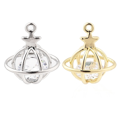 Латунные микропаве прозрачные кубические циркониевые подвески, без кадмия, без никеля и без свинца, планета со звездой