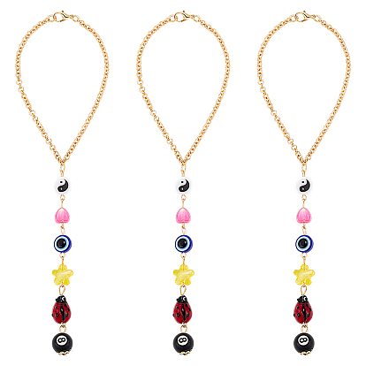 3шт. пластик от сглаза с железными подвесками, подвесные украшения для салона автомобиля