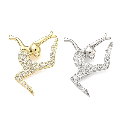 Латунные микропаве прозрачные кубические циркониевые подвески, очарование танцующих женщин, долговечный, стойки покрытие, без свинца и без кадмия