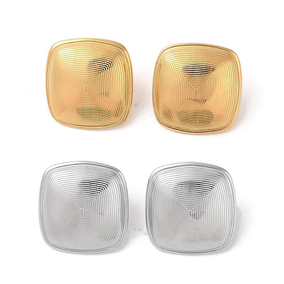 304 Stainless Steel Stud Earrings, for Women, Ion Plating(IP), Square