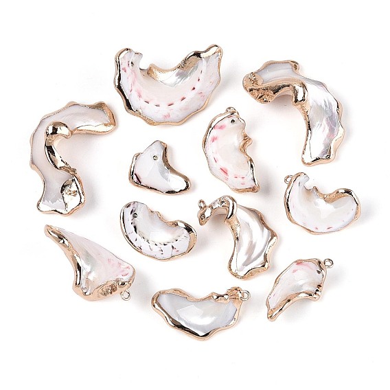 Подвески из натуральных морских ракушек, покрытые гальваническим способом, самородки прелести, с медными петлями, золотые