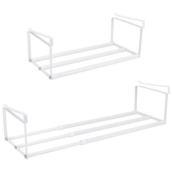 2Pcs Retractable Punch-free Plastic Shoe Rack, Steel Metal Hanging Shoe Organizer, Rectangle