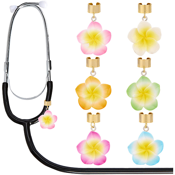 12шт. 6 цвета, подвеска в виде цветка из смолы для стетоскопа, с 304 фурнитурой из нержавеющей стали