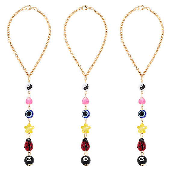 3шт. пластик от сглаза с железными подвесками, подвесные украшения для салона автомобиля