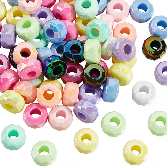 100шт. УФ-покрытие, радужно переливающиеся акриловые европейские бусины, бусины с большим отверстием, рондель