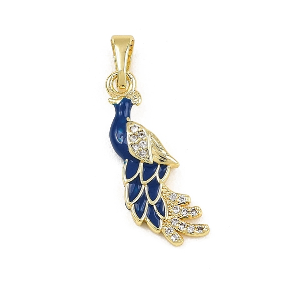 Подвески из латуни с микропаве из прозрачных кубических цирконий и эмали, подвески в форме павлина, золотые