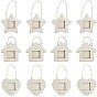 Wood Pendants, Photo Frame Theme, Undyed, House, Star, Heart
