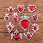 Alloy Enamel Pendants, Antique Silver, Heart Charm