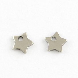 304 Stainless Steel Five-Pointed Star Charms Pendants, 5.5x5.5x1mm, Hole: 1mm
