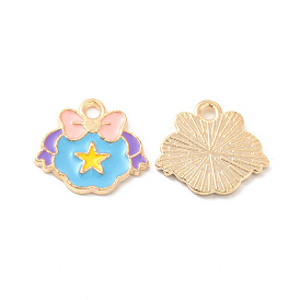 Light Gold Plated Alloy Pendants, with Enamel, Gift Charm