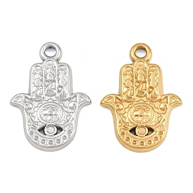 304 colgantes de acero inoxidable, Amuletos de mano de Hamsa con estampado floral