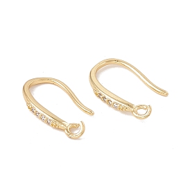 Brass Micro Pave Clear Cubic Zirconia Earring Hooks, with Horizontal Loops, Cadmium Free & Lead Free