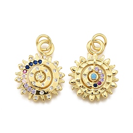 Стойка металлическая латунная микропрофилированная кубическая циркония подвески, солнце, с целью перехода в кольце, без кадмия и без свинца, долговечный, реальный 18 k позолоченный