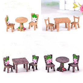 Miniature Resin Chair & Table, for Dollhouse Garden Accessories, Pretending Prop Decorations