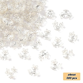 50g декоративные колпачки для бусин из посеребренного железа, 3-лепестков цветка