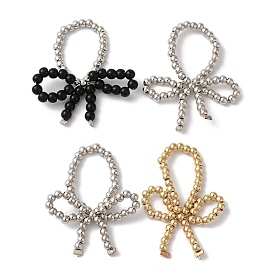 Bowknot CCB Plastic Round Beads Stretch Rings for Women