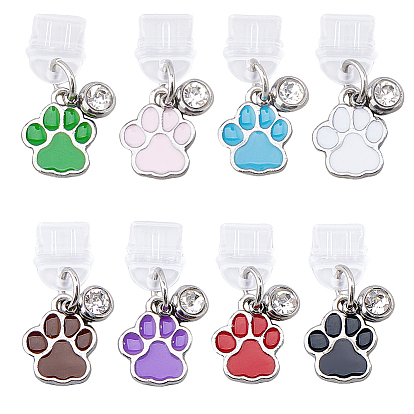 8шт пластиковые мобильные пылезащитные заглушки, с подвесками из сплава с эмалью в виде отпечатка лапы, для крышки порта USB типа C