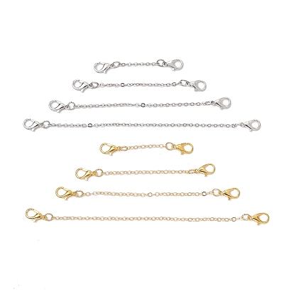 8шт 8 стили латунные кабельные цепи цепи, с двойными карабинами из цинкового сплава, для удлинения ожерелья